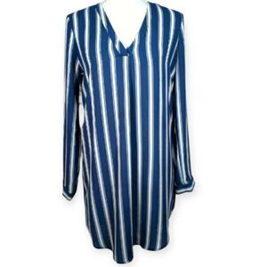 FOREVER 21 STRIP NAVY SHIRT DRESS SZ.M EUC